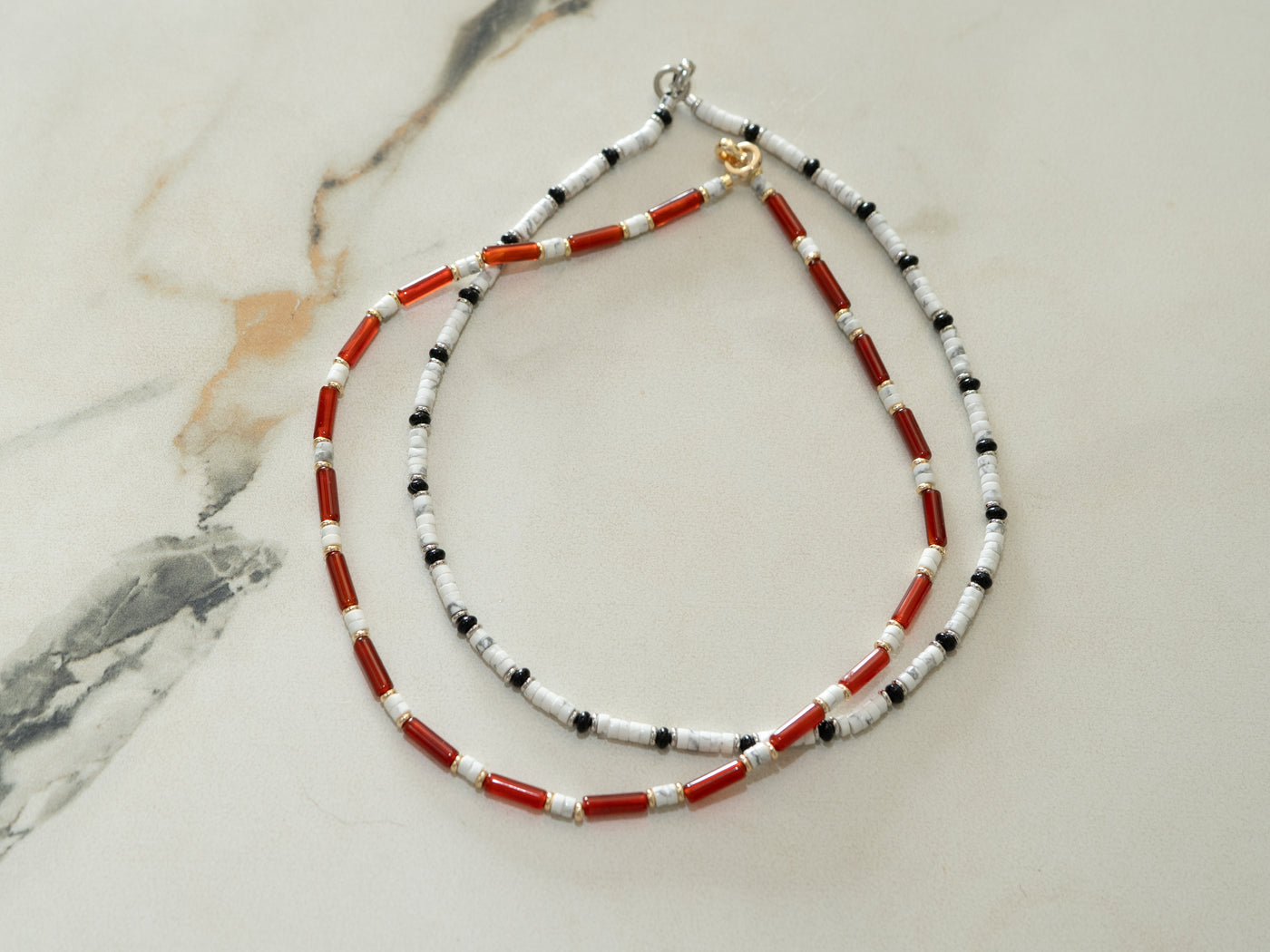 Coral Stripe Necklace stone detail image 3 3 MAK08785.jpg