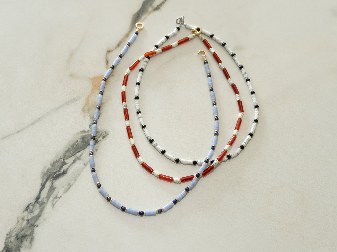 Coral Stripe Necklace stone detail image 4 4 MAK08786.jpg