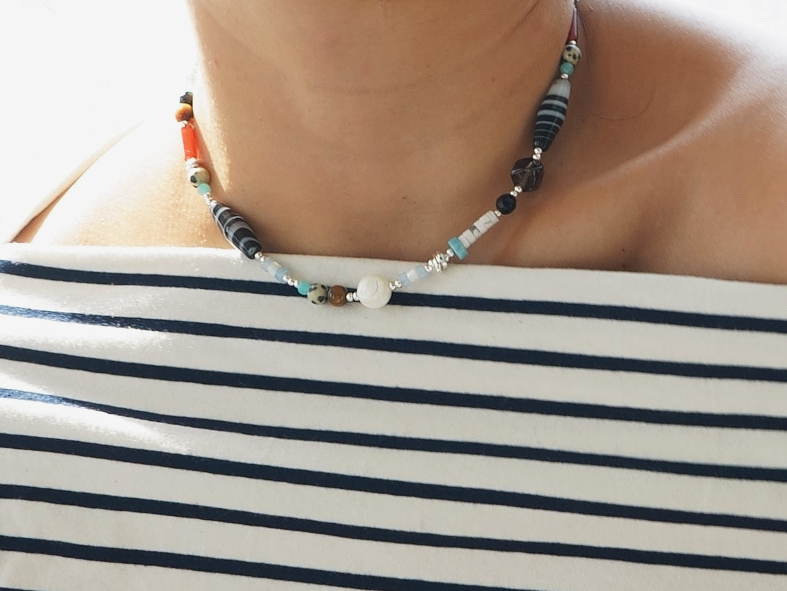 Mosaic Stone Necklace styled on body image 3 MAK09208.jpg