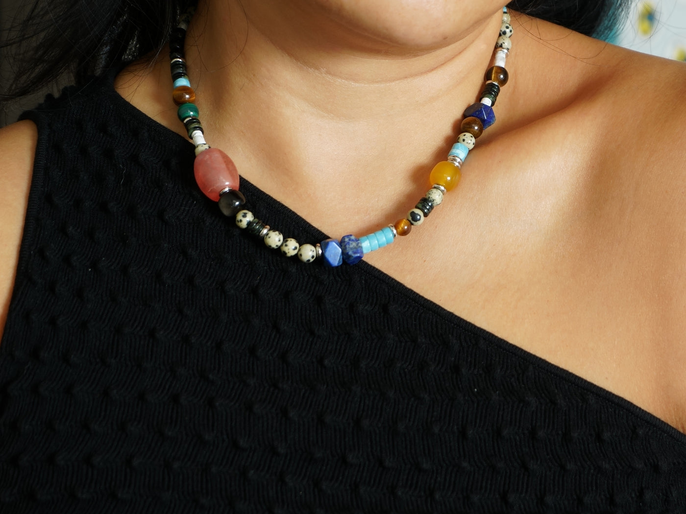 Confetti Stone Necklace styled on body image 1 MAK09249.jpg