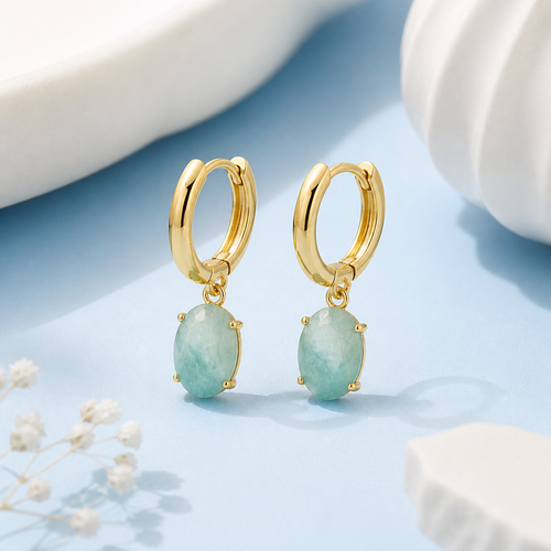 Amazonite Breeze Hoop Earrings natural stone jewelry product photo