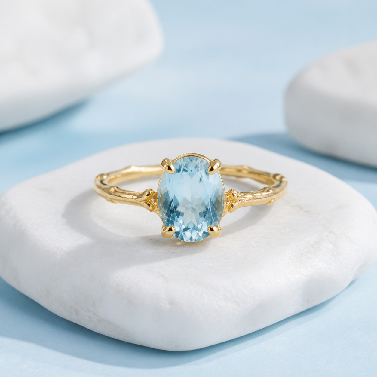 Aquamarine Dew Ring natural stone jewelry product photo