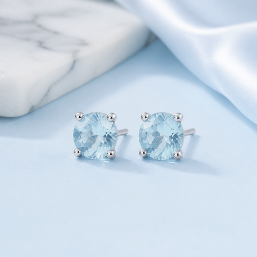 Aquamarine Stud Earrings natural stone jewelry product photo