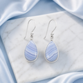 Blue Lace Agate Drop Earrings natural stone jewelry product photo