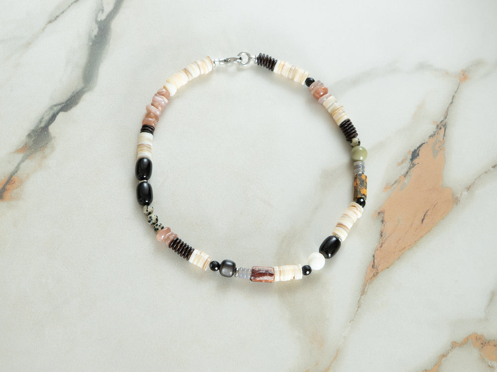 Black Pearl Station Necklace