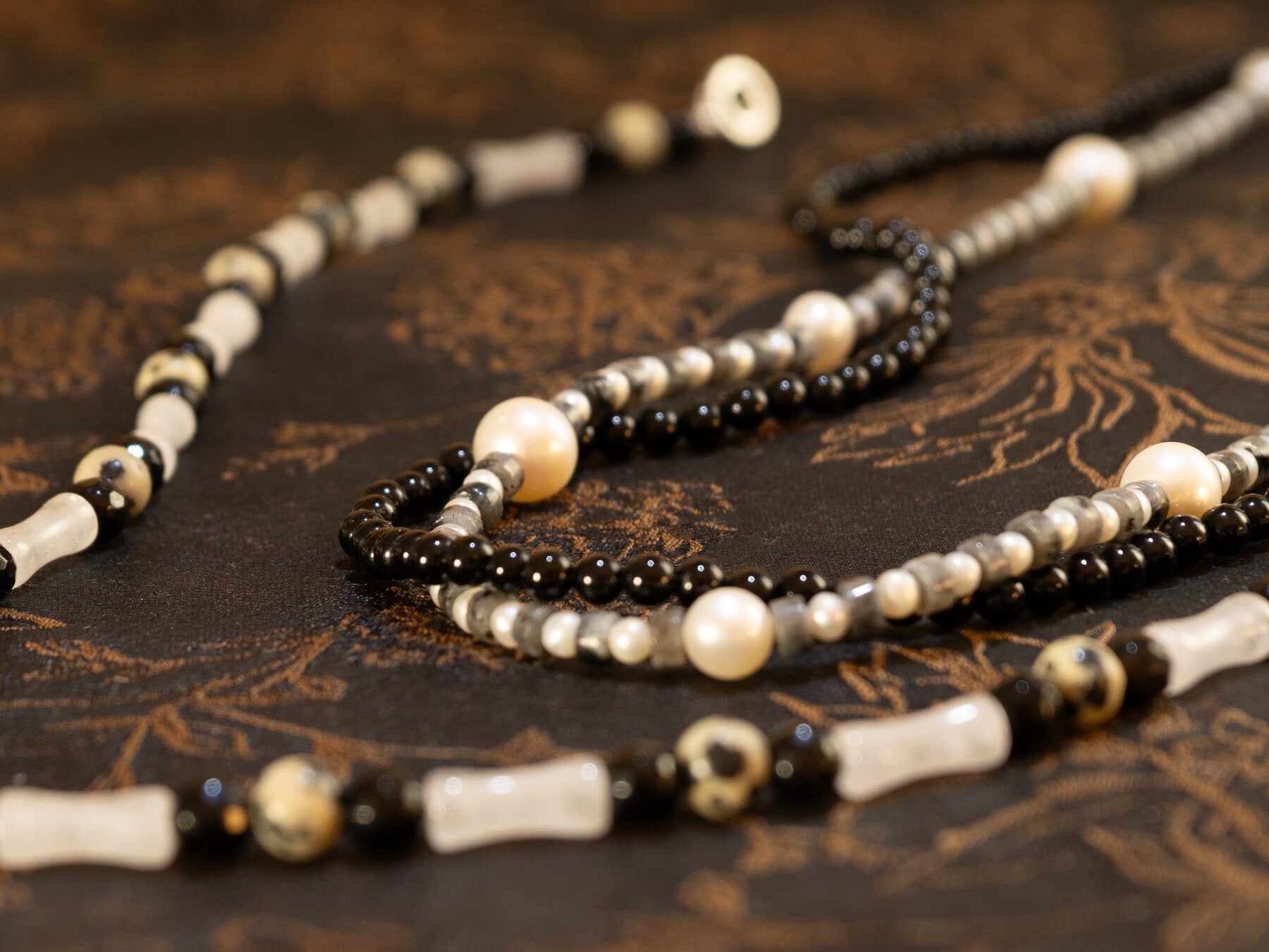 Close detail of polished natural stone beads