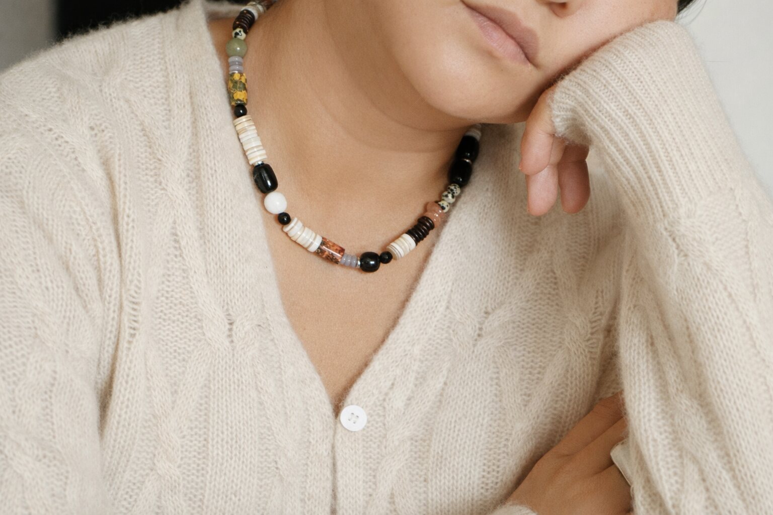 Gold Pendant Necklace styled on body