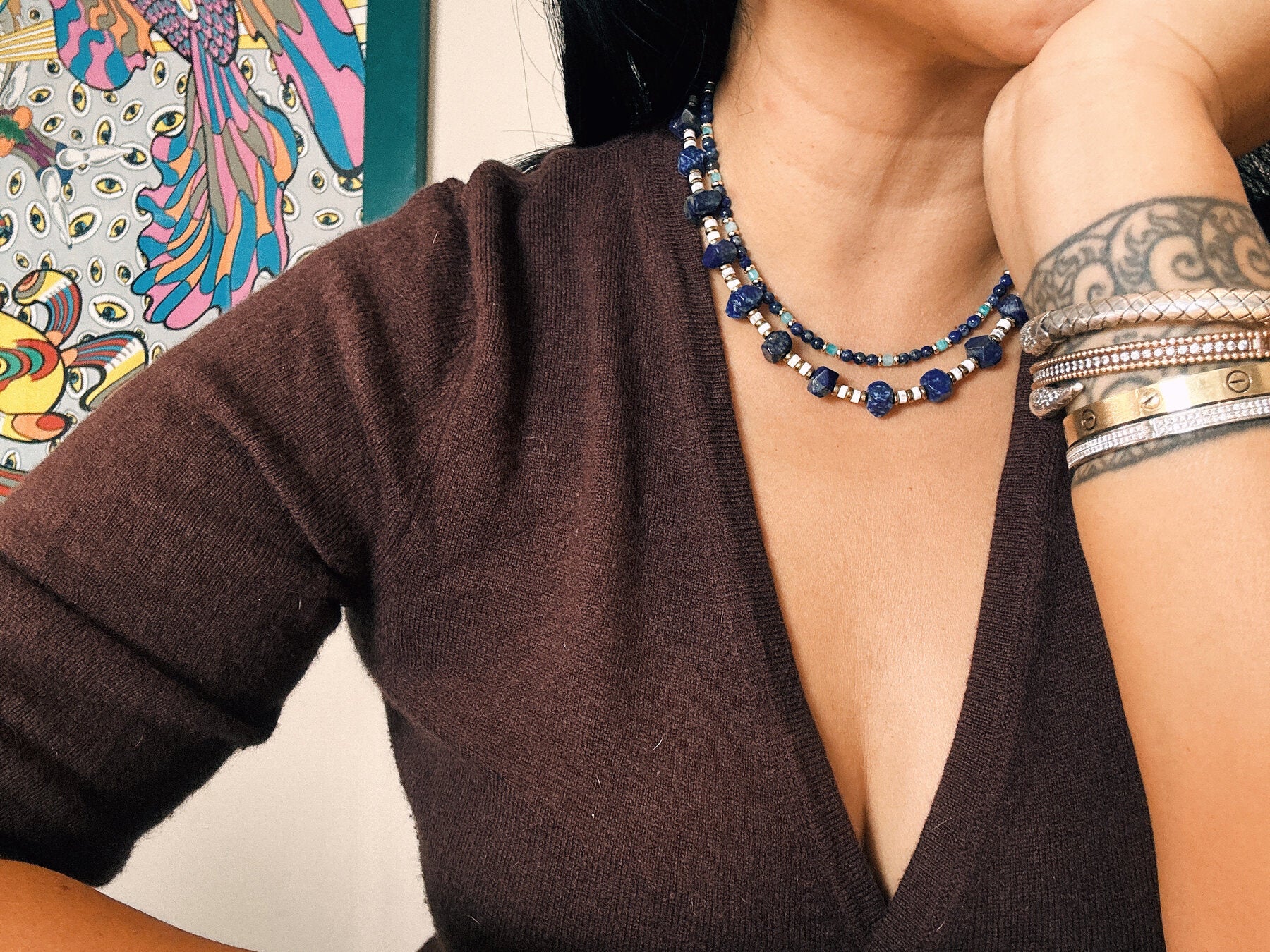 Amethyst Cloud Necklace styled on body