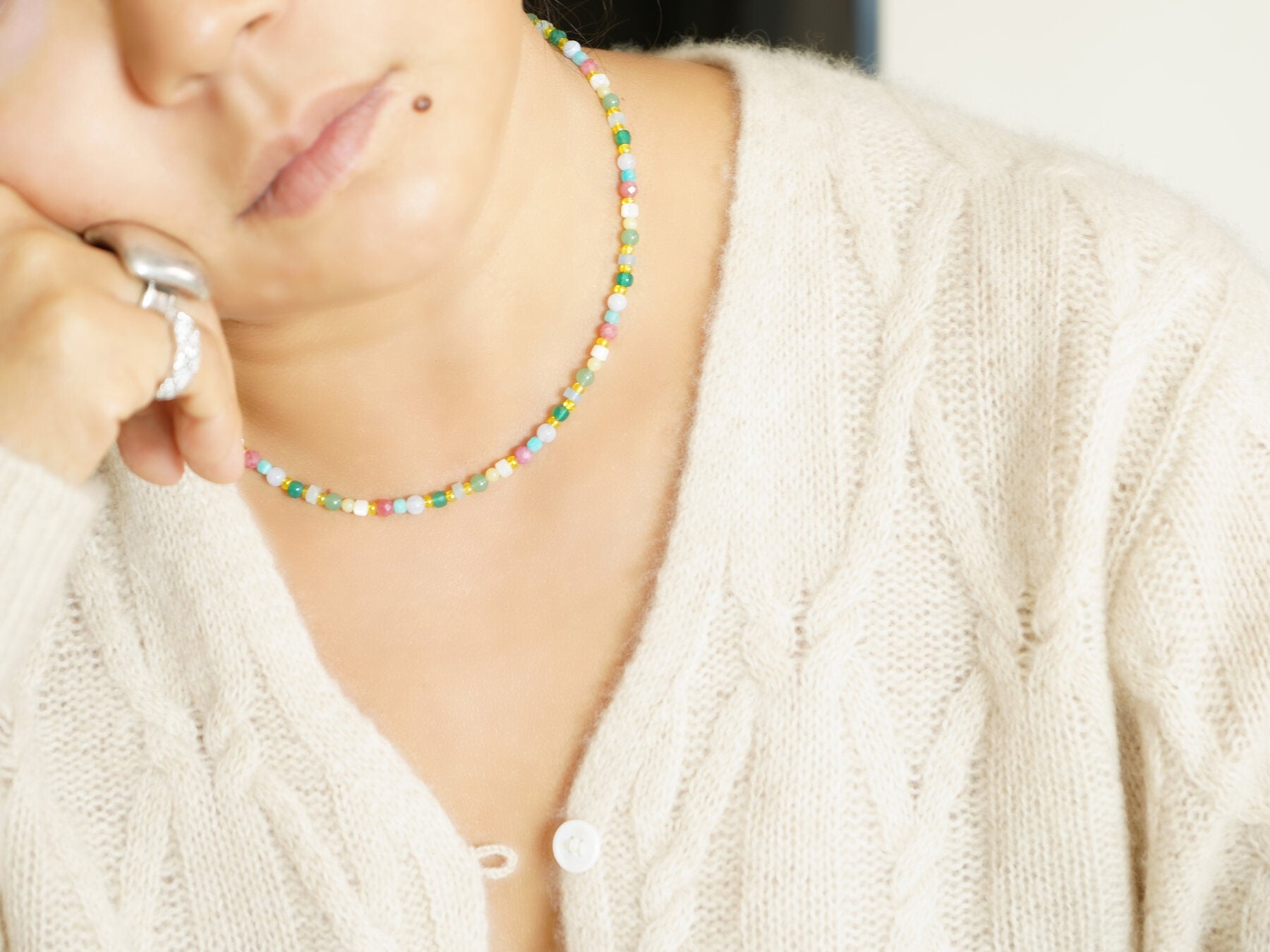 Turquoise Tide Necklace styled on body