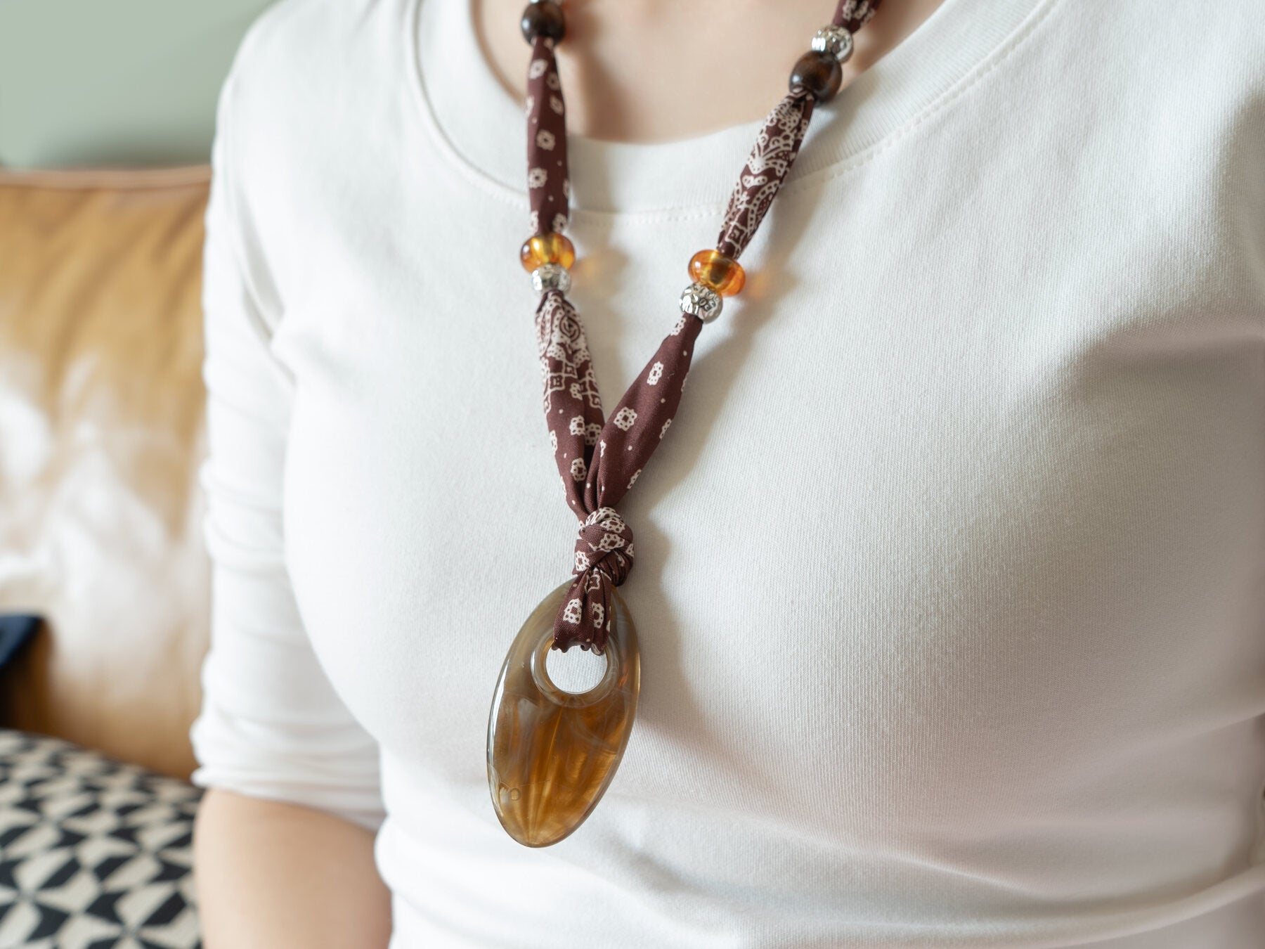 Lapis Longline Necklace styled on body